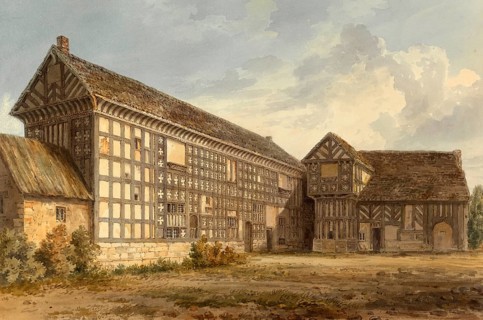 North-east view of Samlesbury Hall, Lancashire in North West England, digitally restored