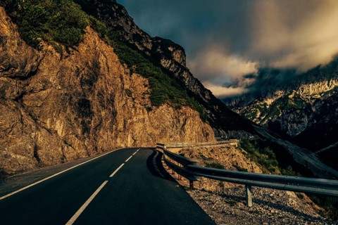 Hahntennjoch pass road in Tyrol in Lechtal, Austria, Europe