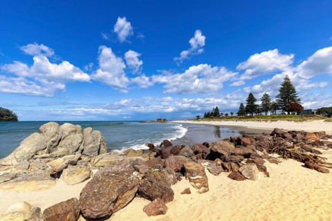 Tauranga harbour and Bay of Plenty scenic shoreline