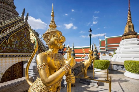 Wat Phra Kaeo, Temple of the Emerald Buddha. Singha Panorn. Bangkok, Thailand, Asia