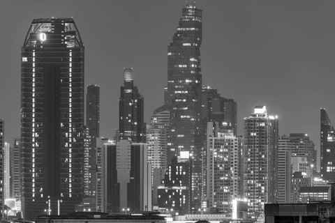 Panorama from Golden Mount, skyline of Bangkok, Thailand, Asia