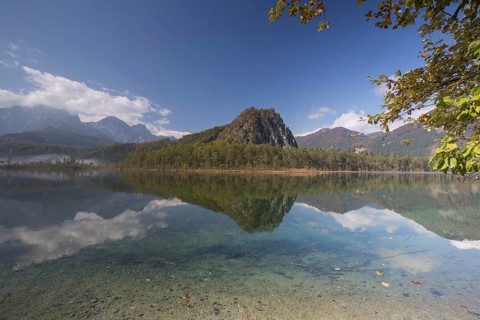 Autumn mood at lake Almsee, Grünau, Austria, Totes Gebirge, Europe