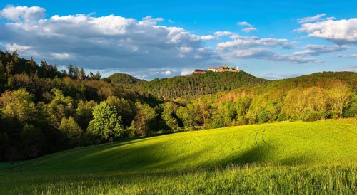 View of Wartburg Castle, evening light, Eisenach, Thuringia, Germany, Europe