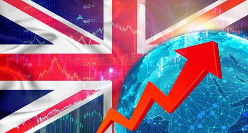 Financial growth with United Kingdom flag. Financial growth with United Kingdom flag on economic