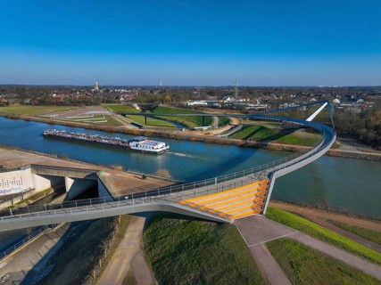 Castrop-Rauxel, North Rhine-Westphalia, Ruhr area, Germany - New construction of a bridge over the