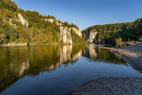 The Weltenburger Enge, Danube gorge near Weltenburg, Bavaria, Germany, Europe