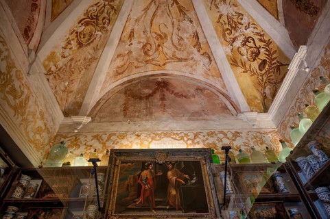 Interior view, ceiling of the monastery pharmacy of the Charterhouse, Iglesia de la Cartuja, Real
