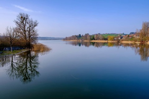 Waginger See, Tachinger See, at the jetty near Tettenhausen, Rupertiwinkel, Upper Bavaria, Bavaria,