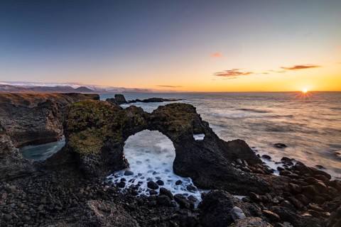Rock structure, coast near Arnarstapi, Snäfellsnes peninsula, Snæfellsnes, West Iceland, Iceland,