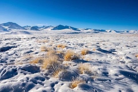 Winter landscape of the Pamir Plateau, Pamir Highway, Alichur, Gorno-Badakhshan Province,