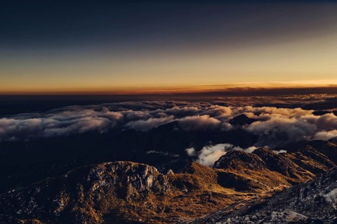 Sunrise hike on the Hochplatte in the Ammergau Alps, Ammergebirge in the Allgäu, Bavaria, Germany,
