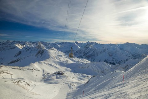 Panorama of the Nebelhorn, 2224m, at Hoefatsblick station, near Oberstdorf, Allgäu Alps, Allgaeu,
