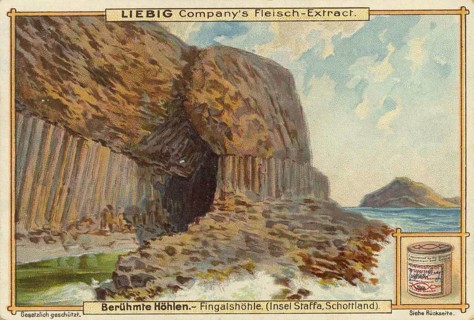 Picture series Famous Caves, Fingal's Cave, Staffa Island, Scotland, Liebig picture, digitally