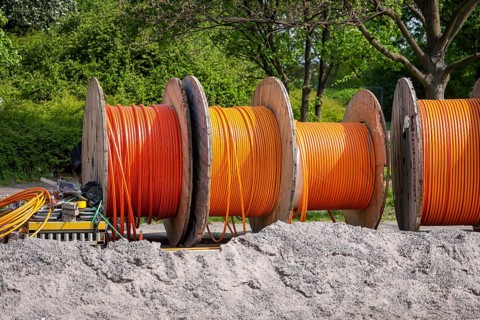 Duisburg, North Rhine-Westphalia, Germany, Internet broadband expansion, construction site for