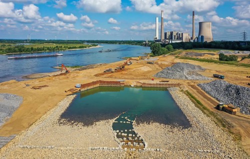 Dinslaken, Voerde, North Rhine-Westphalia, Germany, Emscher estuary into the Rhine. Construction