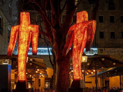 Night shots, entrance to the restaurant in the Nikolaiviertel, Berlin, Germany, Europe