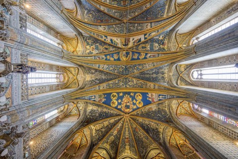 Ceiling fresco in St Cecilia's Cathedral, Albi, Département Tarn, France, Europe