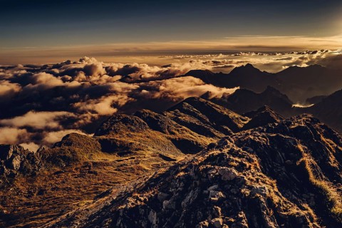Sunrise hike on the Hochplatte near Halblech in the Ammergau Alps, Ammergebirge in the Allgäu,
