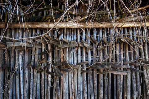 Diemen, wooden racks, wooden stands for drying hay at an old barn, Oberstdorf, Oberallgäu, Allgäu