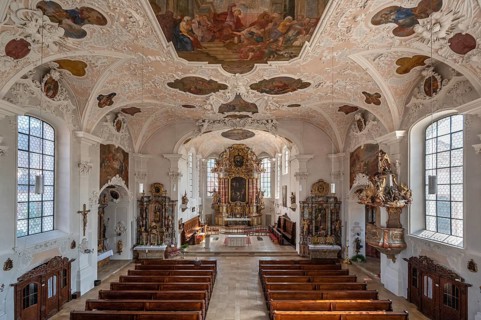 Interior of the parish church of St. John the Baptist, built in 1475 as a Gothic church,