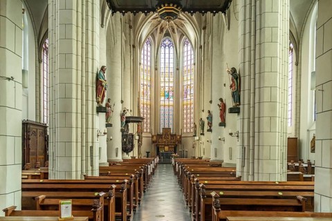 Interior of the Catholic parish church of St Peter and Paul in Straelen, North Rhine-Westphalia,