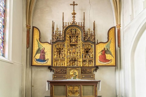 Altar of the Catholic parish church of St Peter and Paul in Straelen, North Rhine-Westphalia,