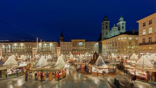 Christmas market lights up Linz Austria