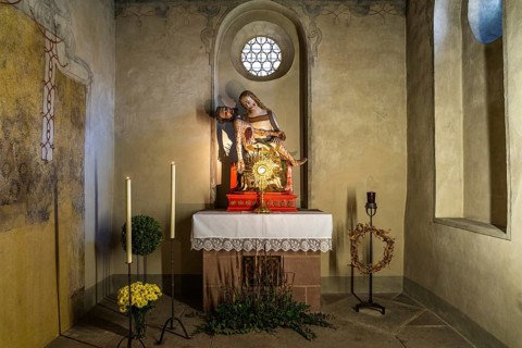Pieta in the baptistery of St Peter's Cathedral, Fritzlar, Schwalm-Eder district, Hesse, Germany,