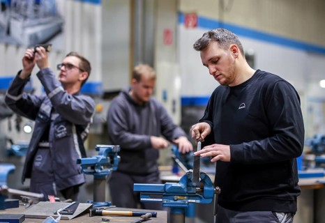 Oberhausen, North Rhine-Westphalia, Germany, Apprentices in metalworking professions. Apprentices