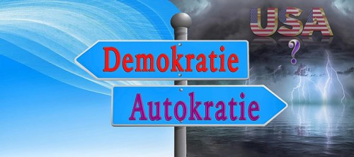 Symbolic image, democracy versus autocracy, US democracy in danger, EU and Germany under political