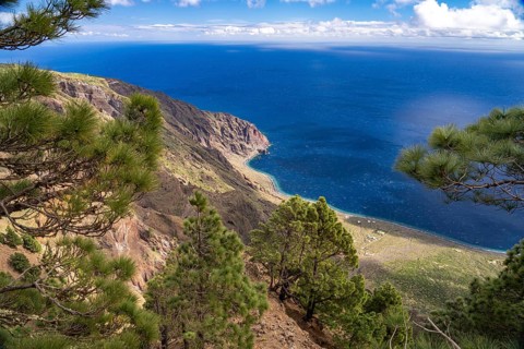 View from the Mirador de Las Playas to the east coast near Las Playas, El Hierro, Canary Islands,