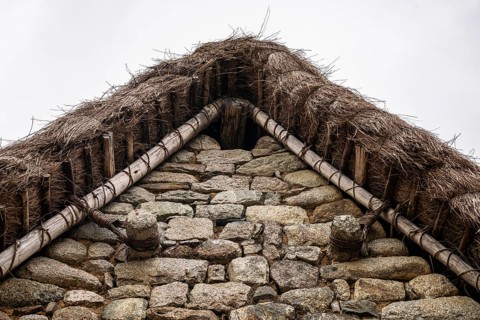 Detail of the roof attachment, Machu Picchu, Cusco Region, Peru, South America