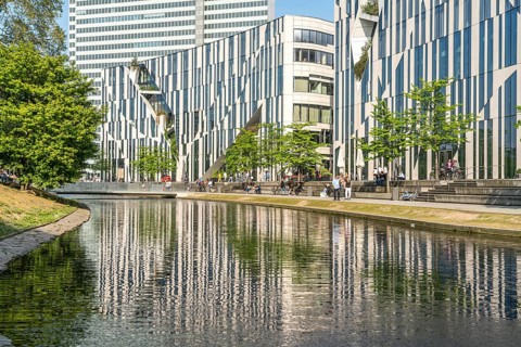 Modern architecture of the Kö-Bogen building complex, state capital Düsseldorf, North