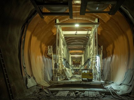 Rear section of the Wilma double-shield tunnel boring machine in the H53 construction lot, Brenner
