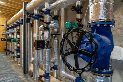 Pipelines, control elements of the heat storage tank of a biogas plant, 5000 cubic metres of hot