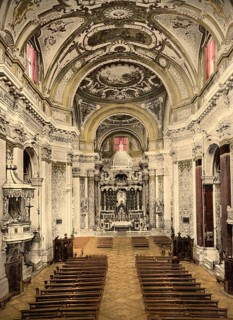 Interior of the Jesuits' Church, Venice, Italy, Historic, digitally restored reproduction from a