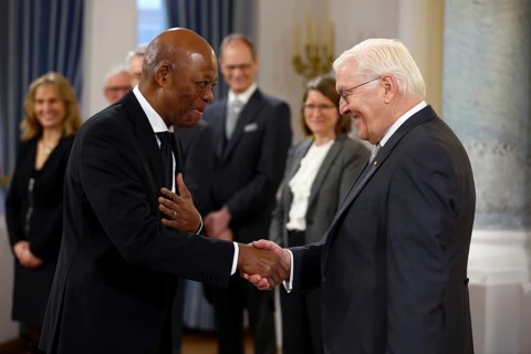 Phumelele Stone Sizani South Africa is received by Frank-Walter Steinmeier (President of the
