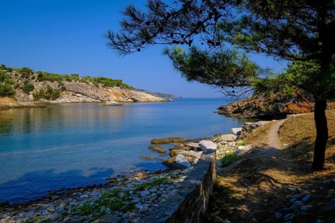 Aliki, Thassos, Greece - The marble peninsula of Aliki with its ancient ruins and bathing bays is a