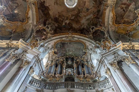 Organ in the interior of the Pilgrimage Church of the Visitation of the Virgin Mary / Käppele on