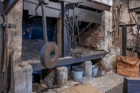 Forge in a historic hammer mill, Industrial Museum Lauf, Sichardstr., Lauf an der Pegnitz, Middle