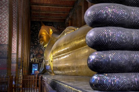 Reclining Buddha in Wat Pho, Temple of the Reclining Buddha, Bangkok, Thailand, Asia