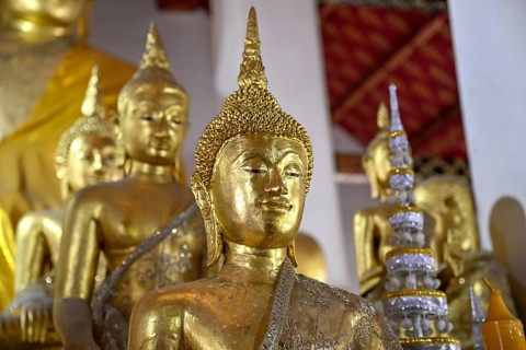 Buddha statues in Wat Arun, Temple of Dawn, Bangkok, Thailand, Asia