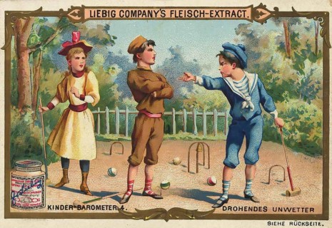 Picture series Children's barometer, 4, impending storm, arguing children, Liebig picture,