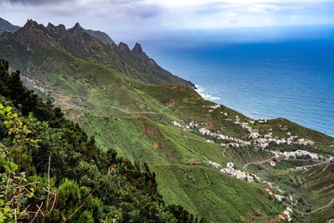 Taganana and the coast in the Anaga Mountains, Tenerife, Canary Islands, Spain, Europe