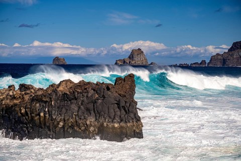 Surf at the coast near La Maceta, El Hierro, Canary Islands, Spain, Europe