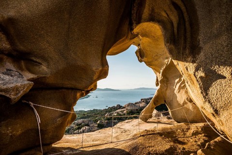 Bizarre granite rocks, Roccia dell Orso, sunset, Capo d'Orso, Palau, Costa Smeralda, Sardinia,