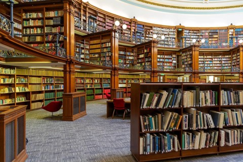 Historic circular Picton Reading Room inside Liverpool Central library, city of Liverpool, England,