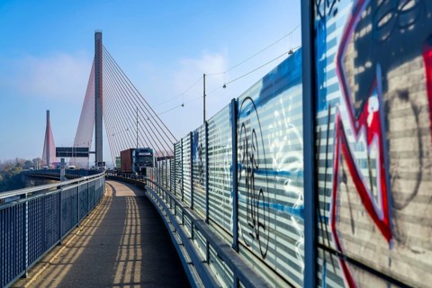 Friedrich Ebert Bridge over the Rhine near Bonn, also known as the North Bridge, motorway bridge on