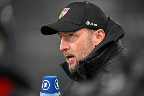 Coach Sebastian Hoeneß VfB Stuttgart Portrait in an interview ARD DFB-Pokal, MHPArena, MHP Arena