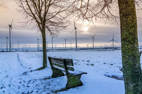 Wind farm, north of Lichtenau, self-proclaimed energy town, over 190 wind turbines and over 1200